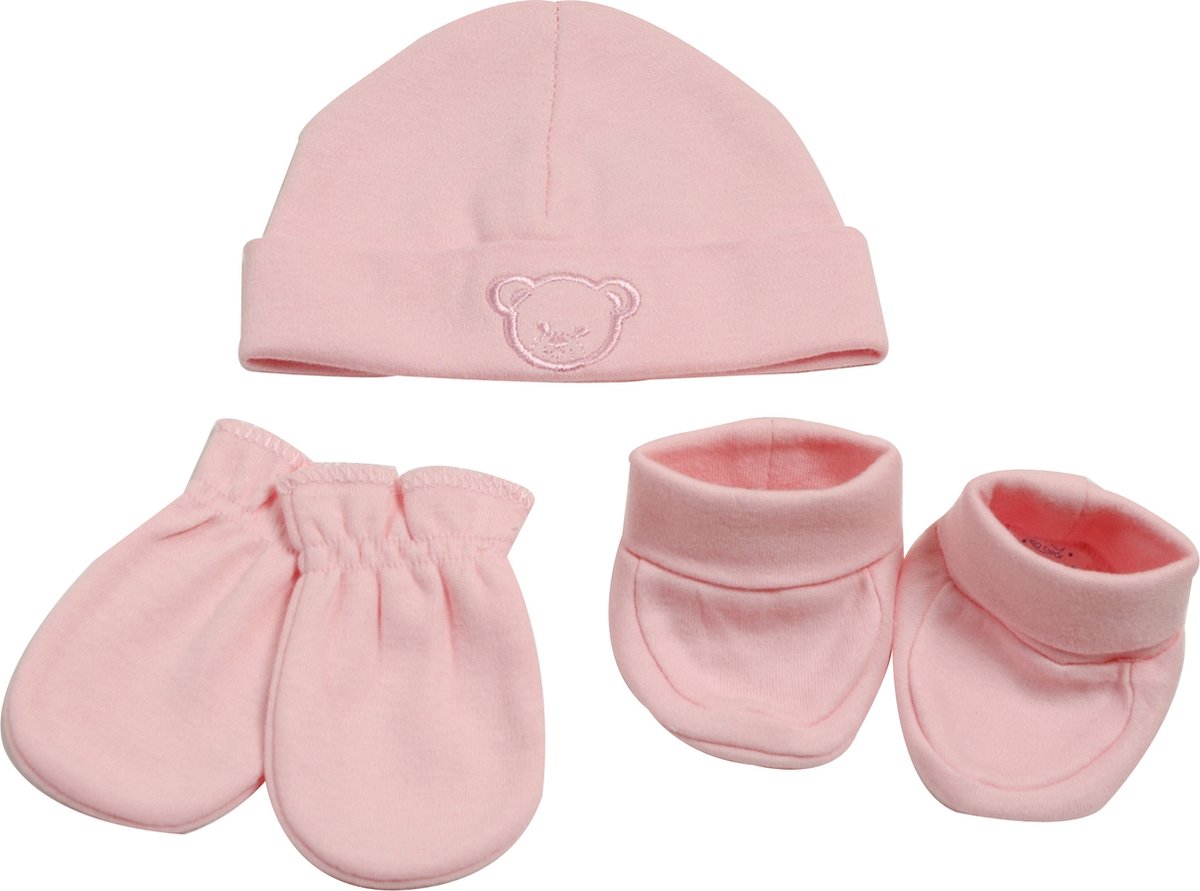 Goedkoopste King Bear - Mutsje krabwantjes sokjes - Newborn set - Roze