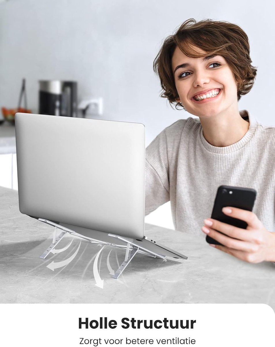 Laptopstandaard, Antislip - Laptophouder, Ergonomische Laptopverhoger