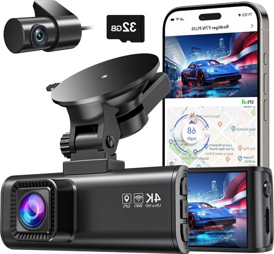 Camera Dashcam Voiture Dashcam Voiture 4K, Camera Voiture WiFi Avec Écran IPS 3, Contrôle Par Application, Dash Cam Avec Grand Angle 170° 140°,Vision Nocturne, G-Sensor Dashcam Voiture Sans Fil