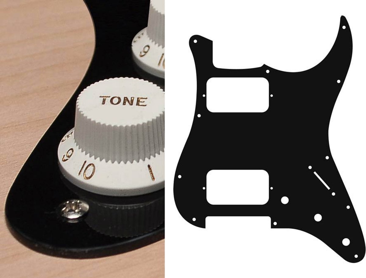 Boston ST-133-B pickguard, Stallion, HH, 3 pot holes, 3-5 switch, 1 ply, black