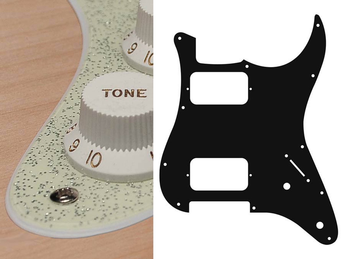 Boston ST-232-SCH pickguard, Stallion, HH, 2 pot holes, 3-5 switch, 2 ply, sparkling champagne