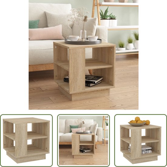 Foto: The living store banktafel sonoma eiken 40x40x43 cm 2 schappen