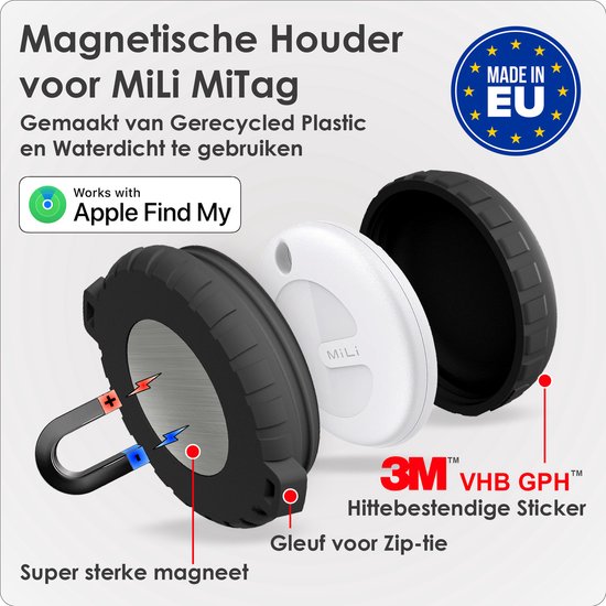 Magneet Houder voor MiLi MiTag Waterbestendig Met Zip Tie & 3M VHB Sticker (zonder tracker)
