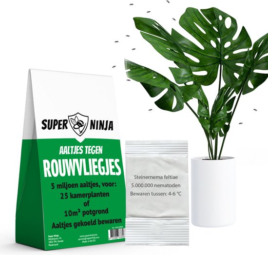 Foto: Super ninja aaltjes tegen rouwvliegjes ecologisch rouwvliegjes bestrijden 5 miljoen nematoden voor effectieve bescherming tot 15 kamerplanten