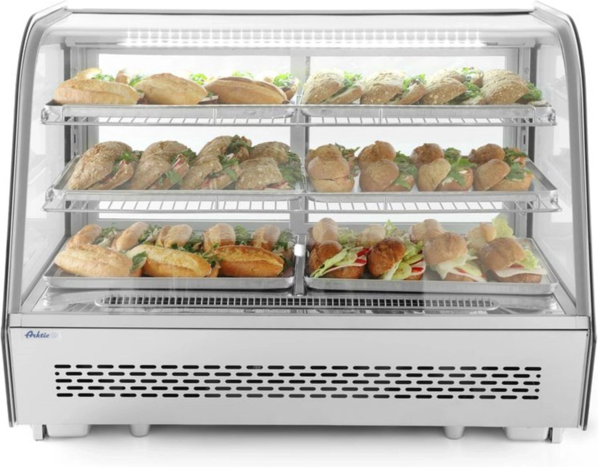 Arktic Koelvitrine - 160L - RVS/Zwart - 0°C/+6°C - Geforceerd - 3 Niveaus - 850x568x686mm