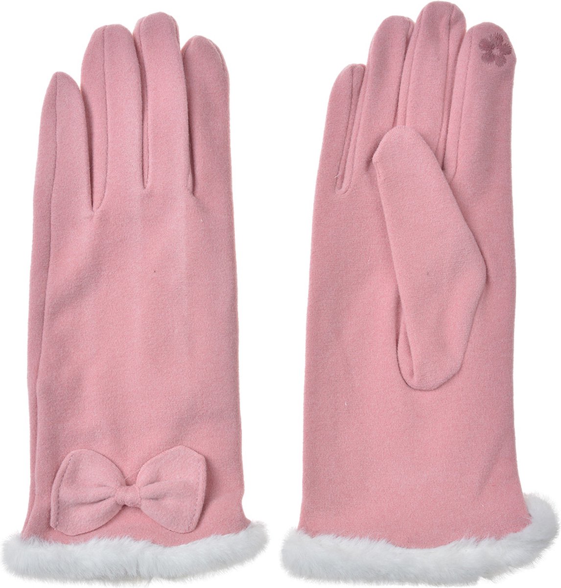 Clayre & Eef Handschoenen Winter 9x23 cm Roze Polyester
