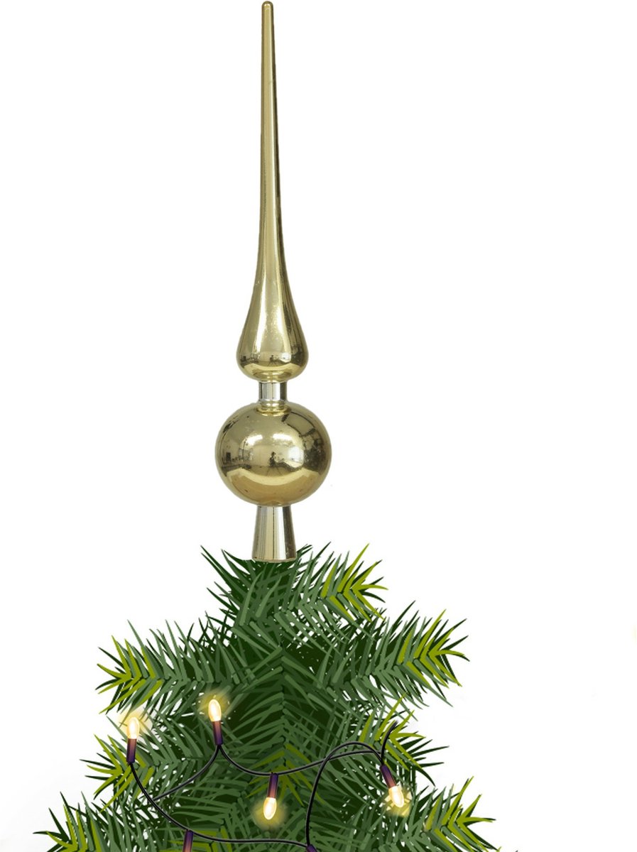 Othmar Decorations Kerstboom piek - goud - 28 cm - kunststof - kerstpiek