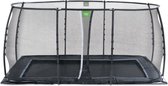 EXIT Dynamic groundlevel trampoline 244x427cm met veiligheidsnet - zwart