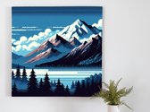 Pixel art landschap schilderij | Pixelated scenery masterpiece: an artistic blend of technology and nature | Kunst - 20x20 centimeter op Dibond | Foto op Dibond