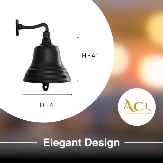 ACL Bar Accessoires voor Home Pub Hand Bell - Wandmontage Bar Bell Nautische Decoraties - Unieke zwarte bel met scherpe luide geluiden, ideaal voor Kerstmis, receptie, pubs (5 inch