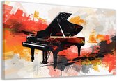 Piano portret - Muziekinstrument schilderijen - Canvas schilderij Kleuren - Schilderij vintage - Schilderijen op canvas - Kantoor decoratie canvas 60x40 cm