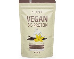 nutri+ Vegan 3K Protein - Eiwitpoeder Vanilla Cream - Veganistisch proteïne poeder - met proteïnen uit soja, erwten en zonnebloem - lactosevrij en glutenvrij - 1000 g