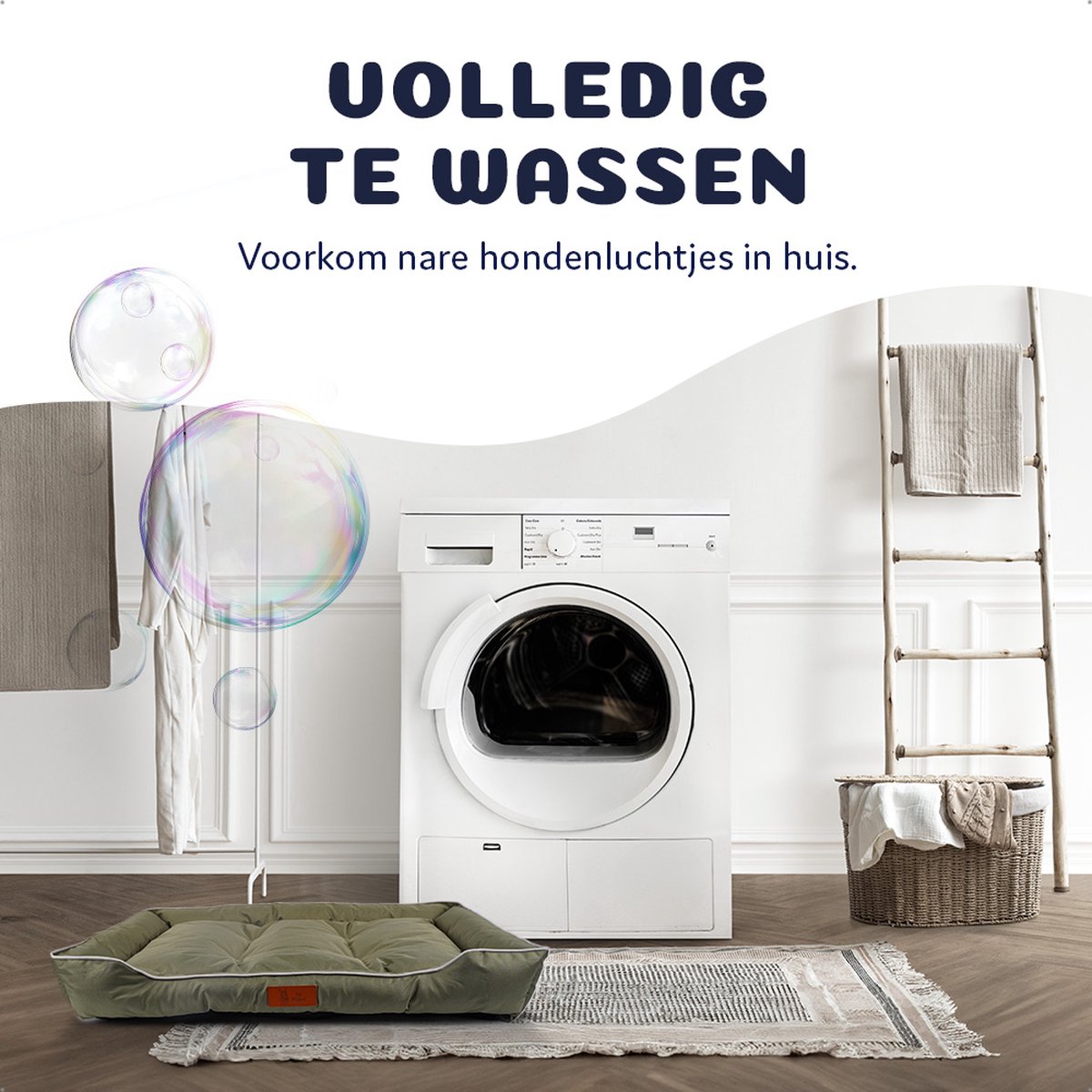 Pet Perfect Benchkussen XL - Hondenkussen Wasbaar - Hondenmand - Groen - 90x55x10 thumbnail 6
