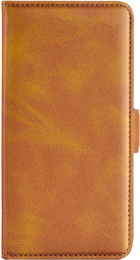 Étui portefeuille en cuir PU pour iPhone 16 Plus -- Fermeture magnétique - Housse de Luxe - Couvrant l'écran - Porte-cartes - Espèces - Espèces - Cartes marron clair