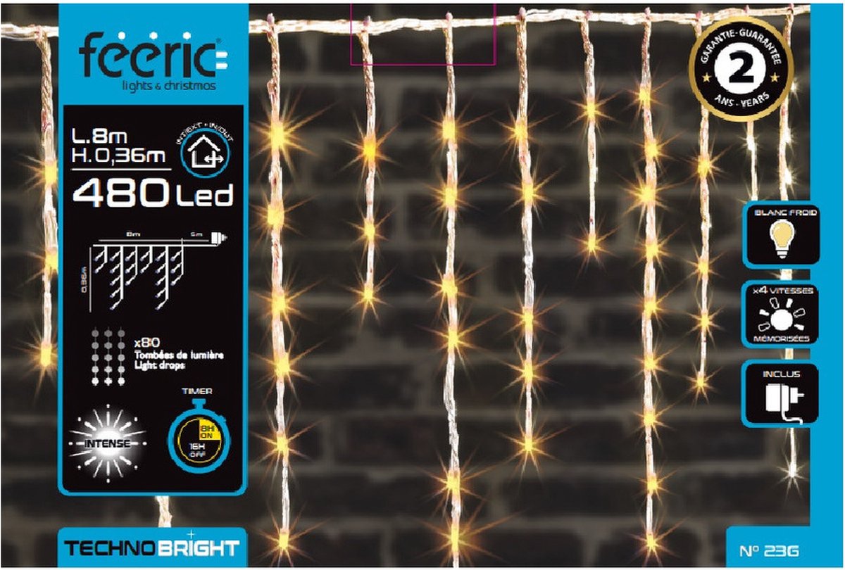 Feeric Lights & Christmas Ijspegelverlichting -480 leds - warm - 800 cm- buiten -batterij