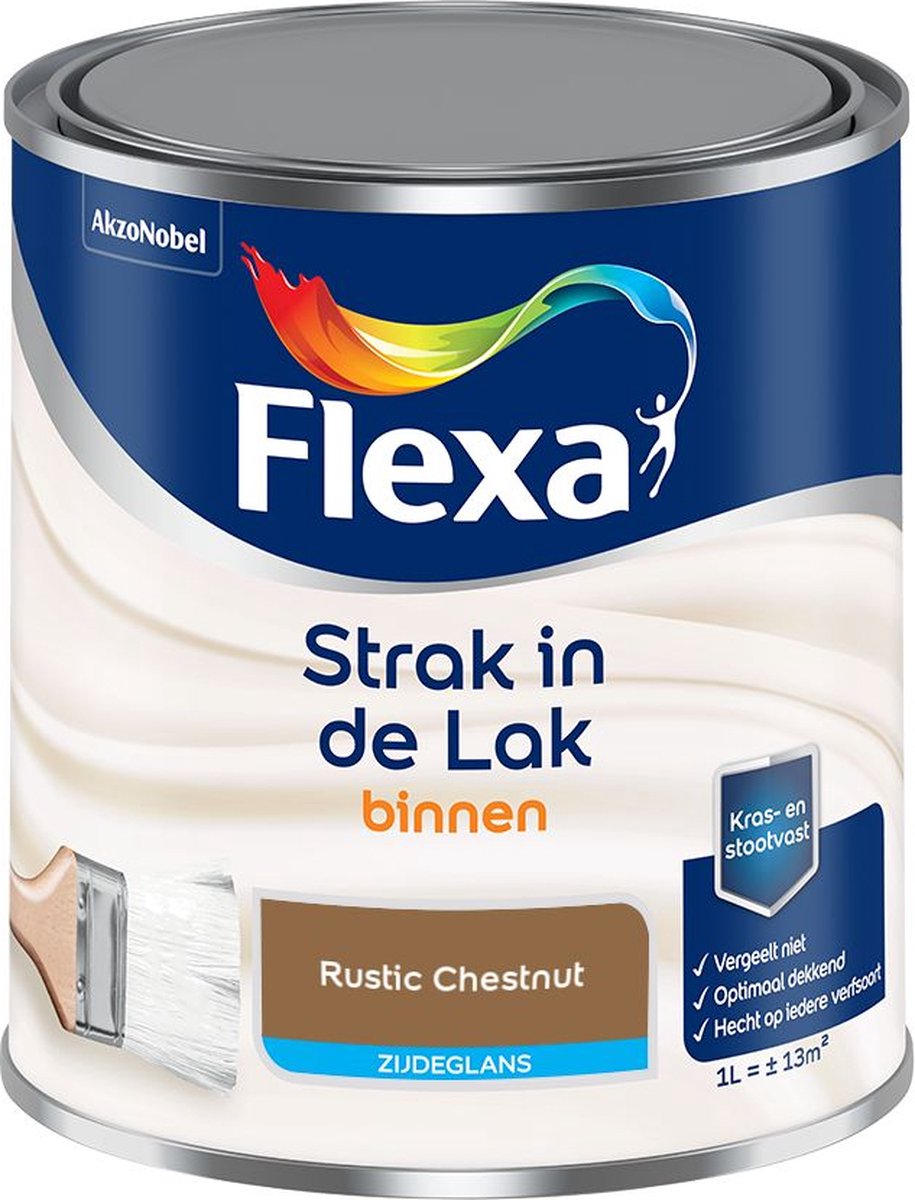 Flexa - Strak in de Lak Binnenlak Zijdeglans - Rustic Chestnut - Kleur van het jaar 2025 - Mengverf - 1 L
