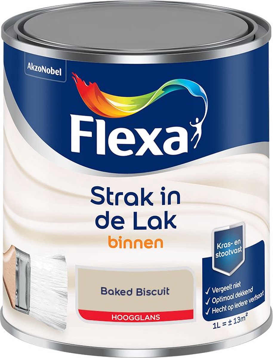 Flexa - Strak in de Lak Binnenlak Hoogglans - Baked Biscuit - Kleur van het jaar 2025 - Mengverf - 1 L