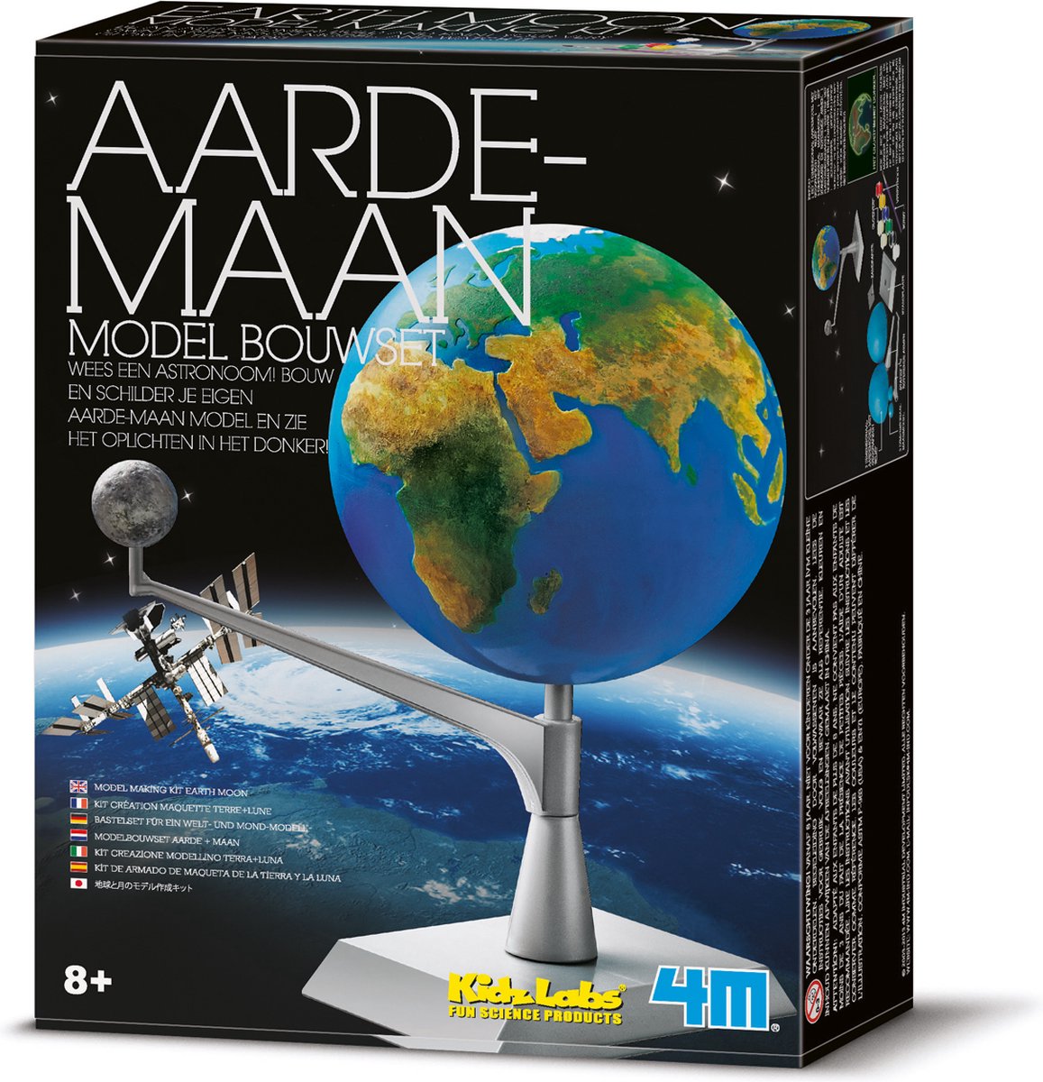 4M Wetenschap En Spel - Bouwset Aarde-Maan Model - Fr En Nl-Versie - KidzLabs - 8 Jaar