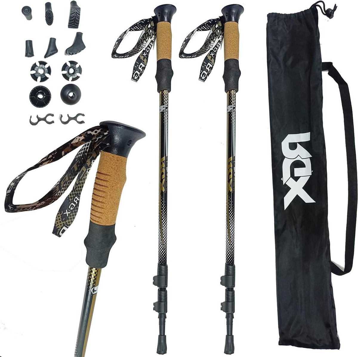 Telescopische trekkingstokken - paar Nordic Walking wandelstokken - ultralicht, kurk handvat, EVA eindstuk