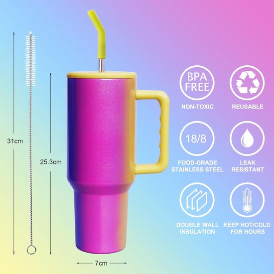 Reisbeker 780 Ml - Vacuüm-geïsoleerde Roestvrijstalen Koffiebeker Met Deksels En Rietjes Ijsdranken Koud Camouflage