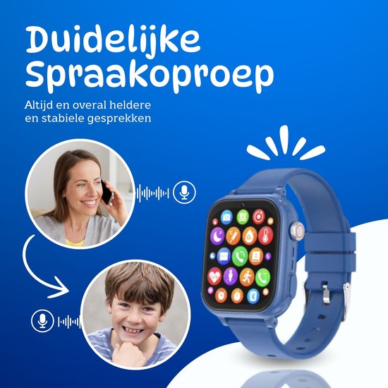 4G Smartwatch kinderen, GPS Horloge kind, SOS Functie, HD Videobellen & Stappenteller, Incl Simkaart (Blauw 4G Smartwatch kinderen, GPS Horloge kind, SOS Functie, HD Videobellen & Stappenteller, Incl Simkaart (Blauw
