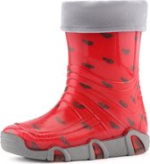 Ladeheid Kinder Regenlaarzen - Gevoerd Rubberen Laarzen met manchet Waterdichte - PVC - LA-ZT-Szuwarek - Rood Grijs Harten - 35/36