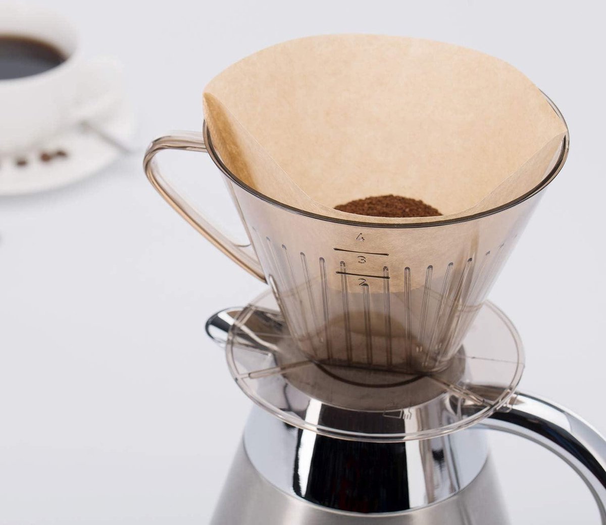 Herbruikbare koffiefilter, 1/2/3/5 stuks permanente koffiefilter, koffiefilter in kegelstijl, maat 4 voor 8 tot 12 kopjes, vaatwasmachinebestendig, permanent filter voor camping, reizen, kantoor