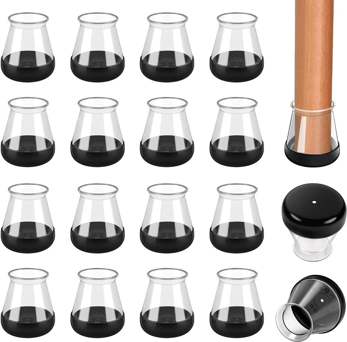 16 stuks kleine siliconen stoelpootdoppen ronde stoelpootbeschermers vloerbescherming hardhouten vloeren tegelvloeren transparant stoelpootbeschermers