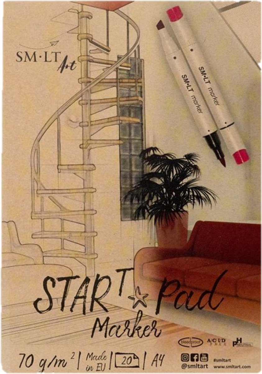 SMLT tekenblok marker A4 70gr 20 vel - startersblok papier.