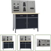 Bol.com The Living Store Werkbank met Wandpanelen - 120 x 60 cm - Robuust en Praktisch - 500 kg draagvermogen aanbieding