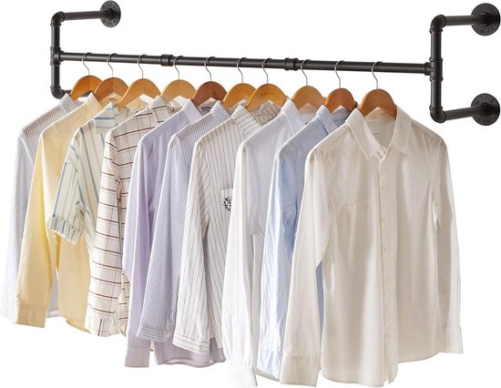 IBUYKE - Wandkledingstang 127 cm - Industrieel design - Wandmontage