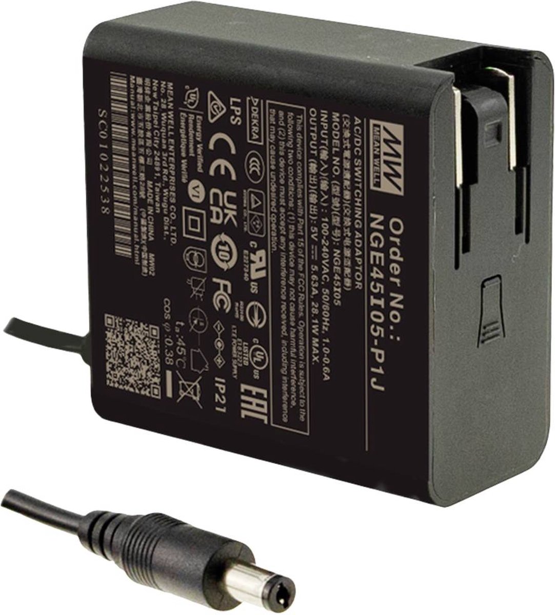 MEAN WELL NGE45I24-P1J Stekkernetvoeding, vaste spanning 45.1 W