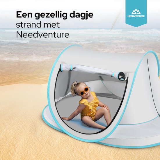 needventure® Baby Strandtent - Pop Up Tent - UV 50 Bescherming - Strandtentje - Windscherm Strand - Camping Strandtentje - Speeltent - Zilver van NEEDVENTURE® — afbeelding 5