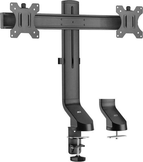 Foto: Act monitorarm crossbar 2 schermen tot 27 vesa kantelen roteren zwenken hoogte verstelbaar ergonomisch ac8322