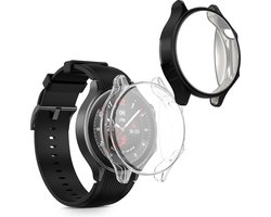 kwmobile 2x smartwatch hoes geschikt voor OnePlus Watch 2 / OPPO Watch X hoesje - Siliconen sporthorloge cover - Activity tracker case in transparant / zwart