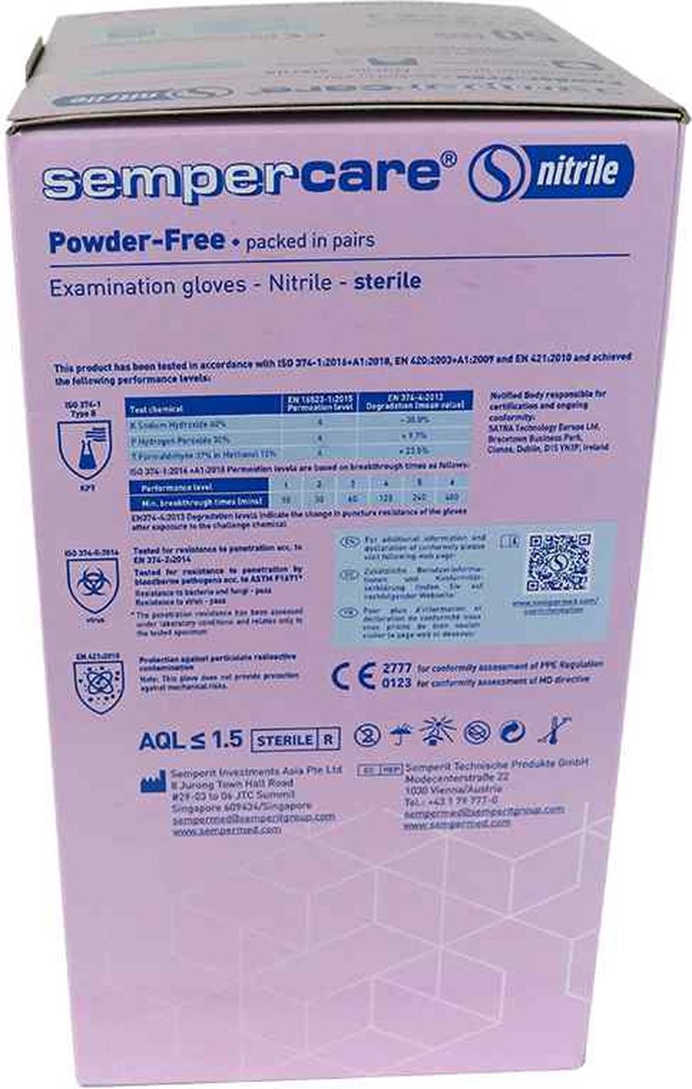 Goedkoopste Sempercare nitrile poedervrij blauw, steriel, small, 50 paar (3000002058