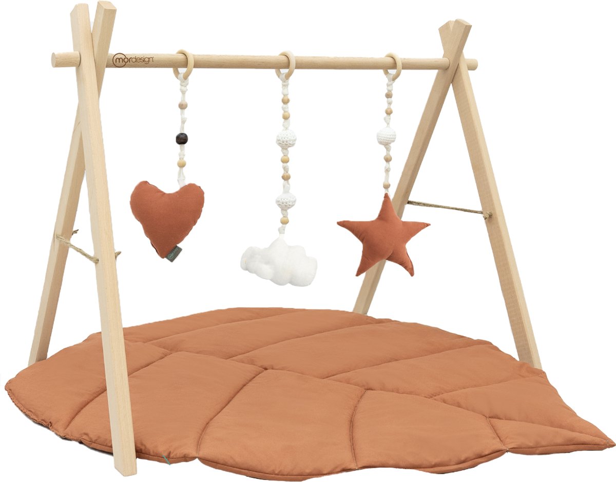 MorDesign Babygym Leaf Speelkleed - Beige van hout - 70bx60h cm