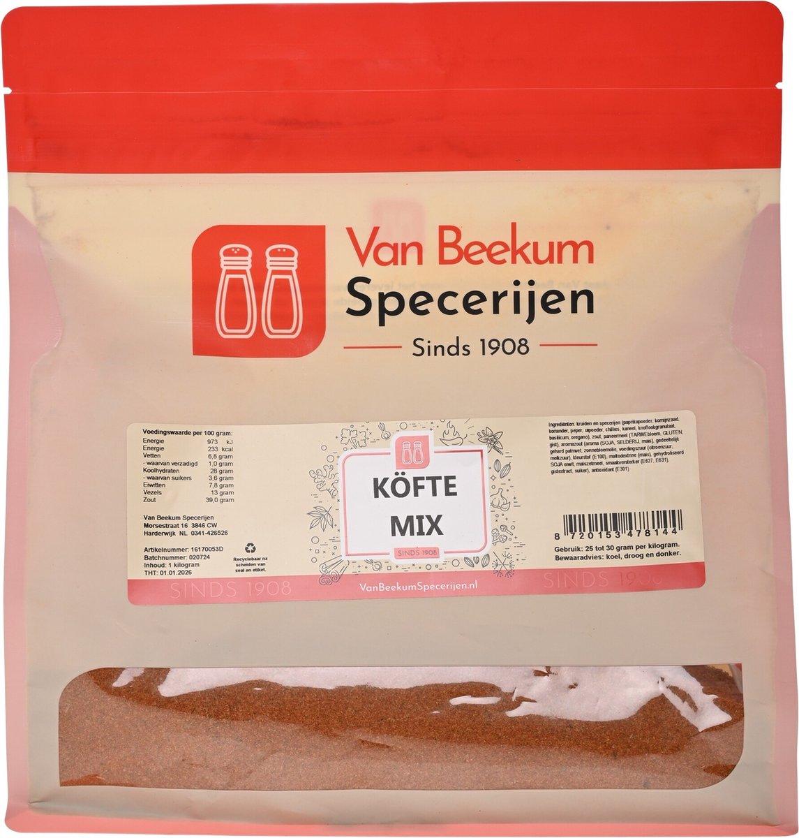 Goedkoopste Van Beekum Specerijen - Kofte Mix - 1 kilo (hersluitbare stazak