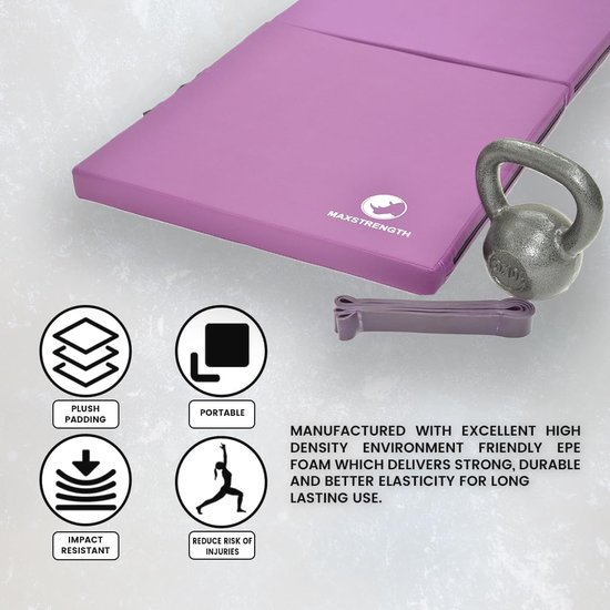 Opvouwbare Gymnastiek Oefenmat 6ft - Hoge Dichtheid Schuim Voor Yoga, Pilates en Workout - Antislip en Draagbaar — afbeelding 4