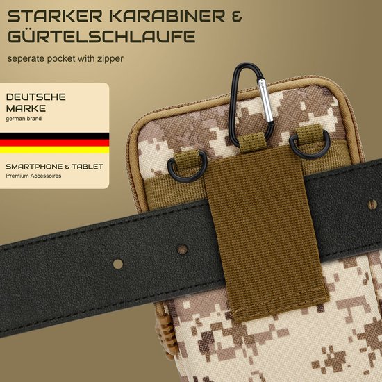 Étui adapté pour OnePlus Nord N10 5G en camouflage beige téléphone portable tactique molle EDC pochette compatible pochette d'épaule étui de ceinture militaire housse