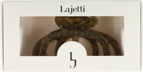 Lajetti haarklem in verpakking met 'Lajetti' logo en octopus-achtige vorm, groen marmerpatroon.