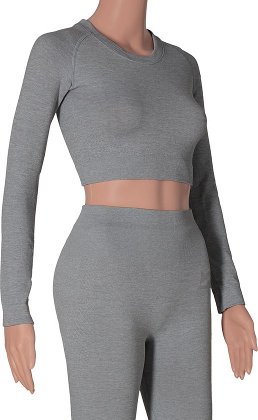 Ensemble sport femme Xtreme - Legging/Crop top - Grijs - Taille L - Legging de sport - Crop top de Sport