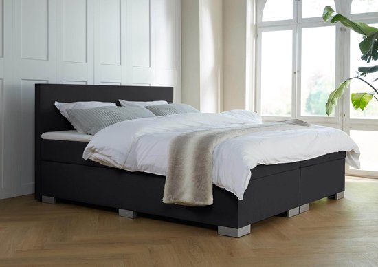 Foto: Boxspring andorra 160x200 zwart met gratis topper 