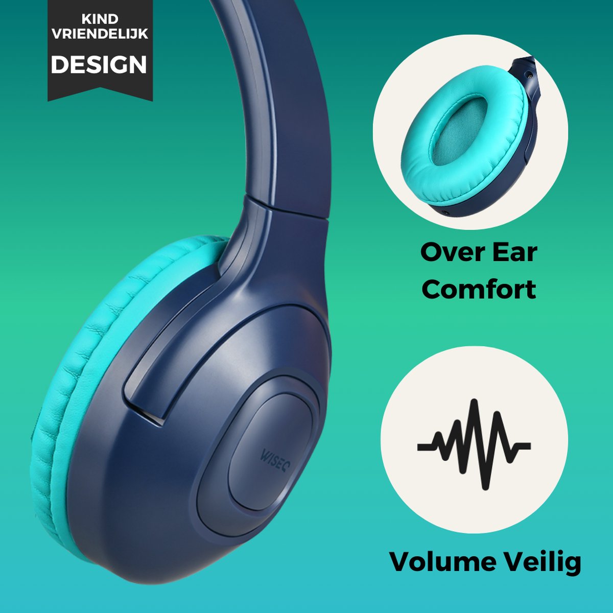 Afbeelding 3 van Draadloze Koptelefoon Voor Kinderen - ONBREEKBAAR - 45 uur muziek – Over Ear – Bluetooth 5.0 - Hoofdtelefoon Kids - Blauw