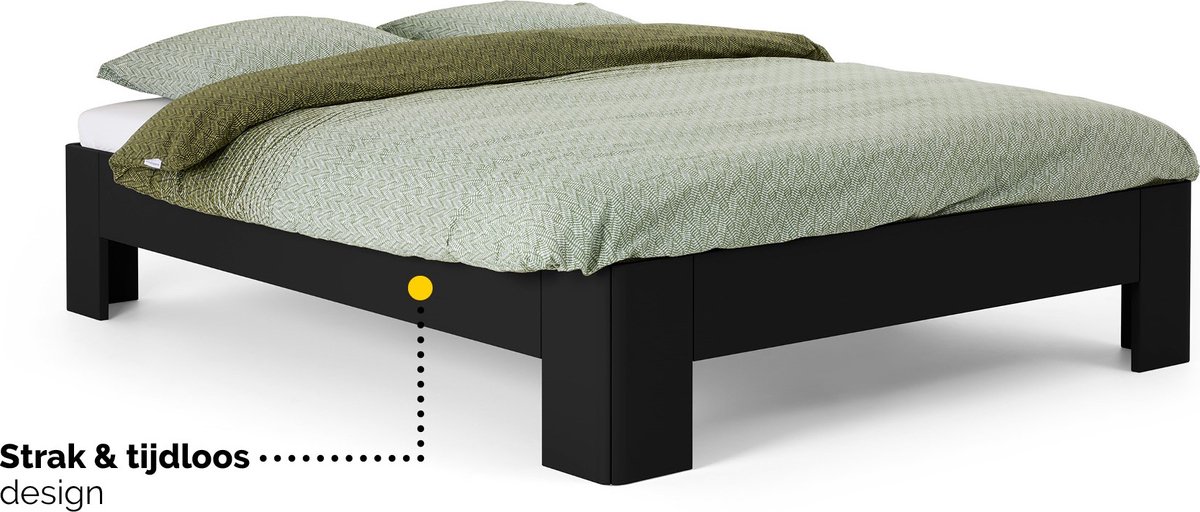 B Bright Fresh 450 Bed 180 x 210 cm - Bedframe Zwart - Bedombouw - Instaphoogte: 45cm - Tweepersoonsbedden