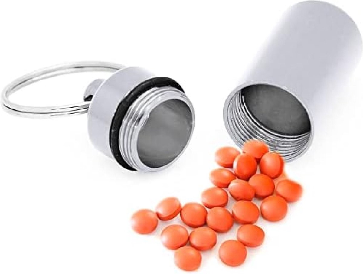 Goedkoopste Mini Pillendoosje Sleutelhanger - Medicijnhouder Aluminium Sleutelhanger Medicijnhouder