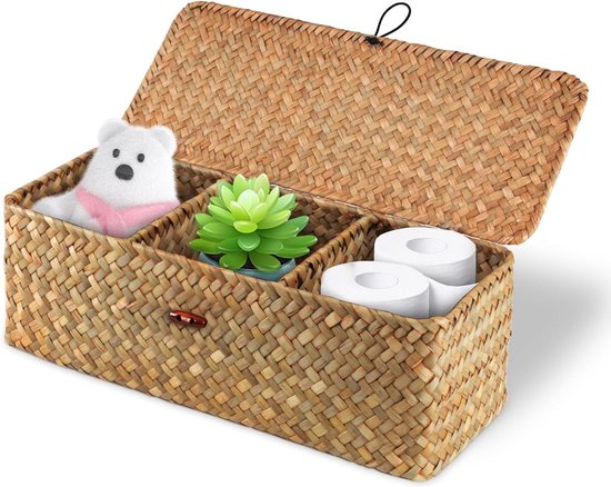 Casafield Ronde opbergmand met deksel - natuurlijke, handgeweven waterhyacint-organizer voor wasgoed, dekens, planten, slaapkamer, woonkamer, thuiskantoor Casafield Ronde opbergmand met deksel - natuurlijke, handgeweven waterhyacint-organizer voor wasgoed, dekens, planten, slaapkamer, woonkamer, thuiskantoor
