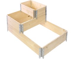 Garronda Kweekbak Palletrand Set - Natuurlijk - Bloemen - Kruiden - Palletframe - Natuurlijke Verhoogde Bloembedden - 60x40x20 cm - GD-BUD-PAL-SET