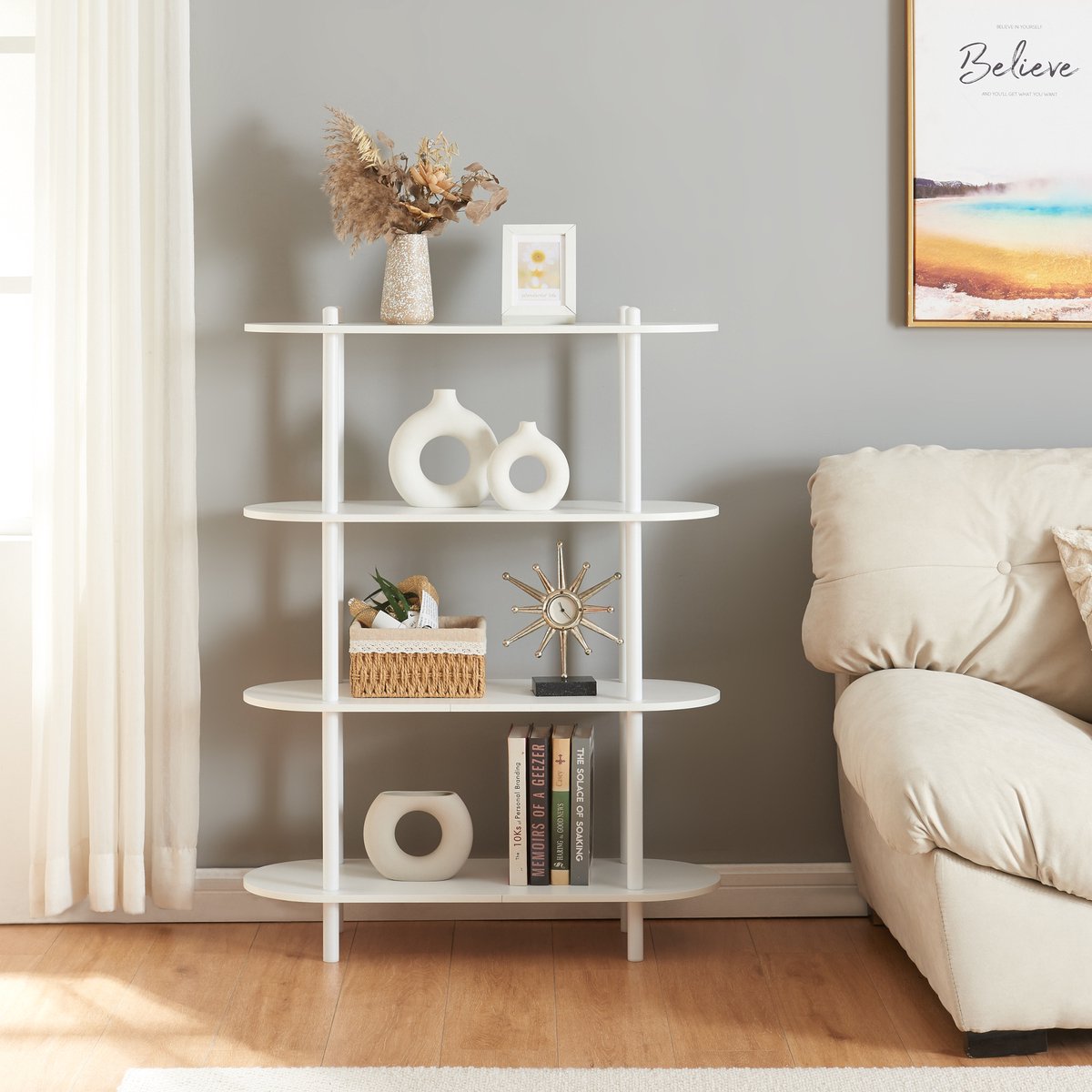 Boekenkast Øvre open kast 108x80x30 cm wit [en.casa]