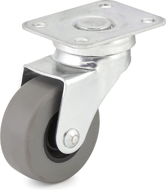 Meubelwiel grijs rubber 96 mm hoog in set á 4 stuks - MW50GR